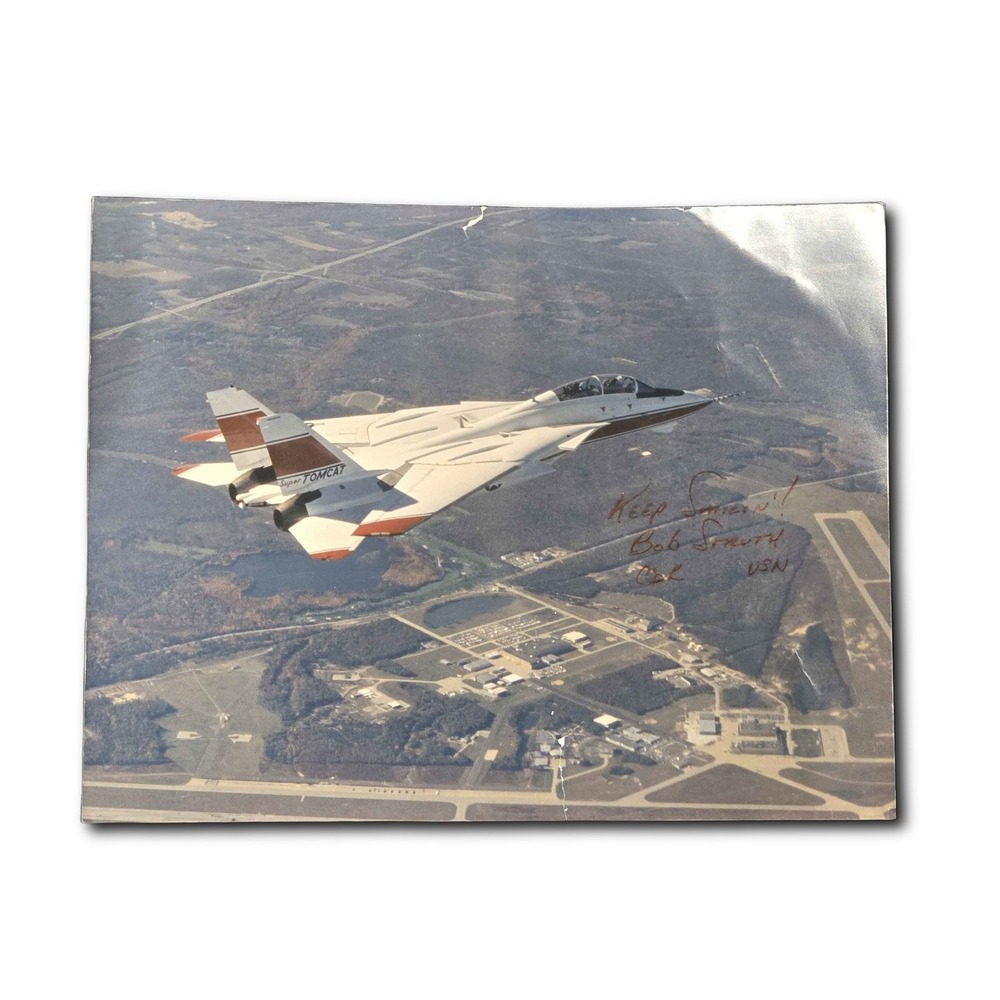 Signed Bob Struth USN Grumman F-14 Tomcat Aerial Flight Photo AE